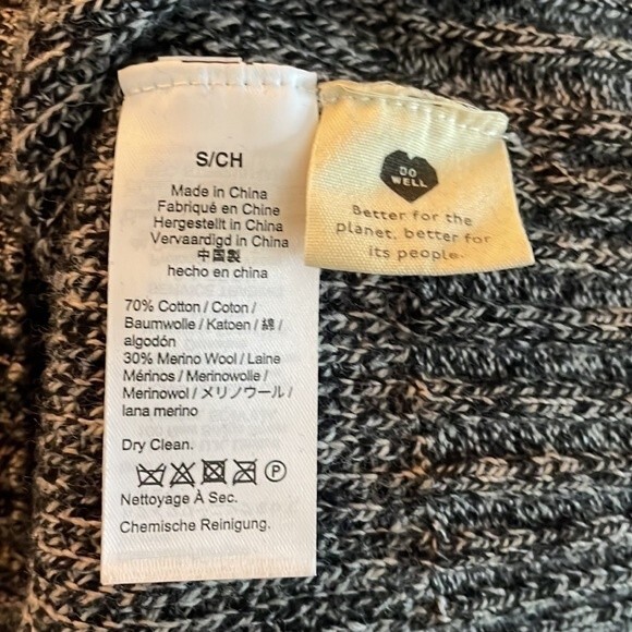 Madewell Marled Black and White Turtleneck Sweater with Surplice Back, size Sm - Picture 6 of 7